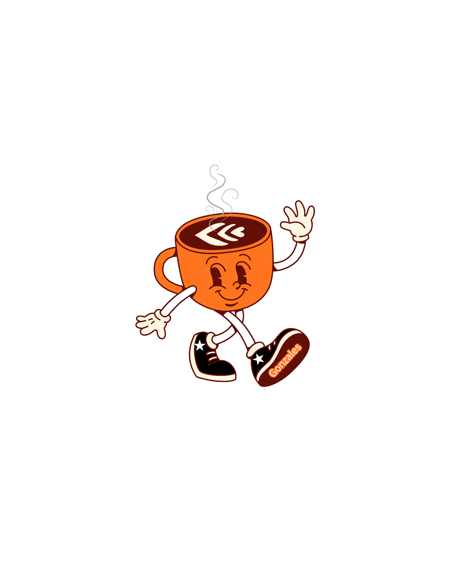 Gonzales, the waving 1835 Coffee Company cup mascot